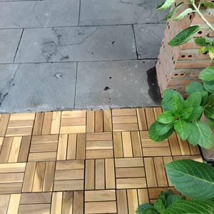 Plancher en bois d'acacia moderne multicouche, imperméable, à emboîtement, DUAL LOCK, carré, 300x300 mm, finition mate, pour piscine - Product Image 3