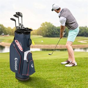 Bolsa de Golf de 14 Compartimentos en Azul Marino y Rojo con 6 Bolsillos con Cremallera, Enfriador, Cuero PU Impermeable, Logotipo Personalizado, Accesorio Deportivo Elegante - Product Image 4
