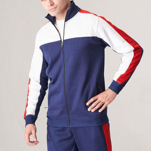 Chándal Deportivo para <span class=keywords><strong>Hombre</strong></span>, Color Azul Marino, Cierre Completo, con Bloques de Color Rojo y Blanco, Bolsillos Laterales, Transpirable, Estilo Casual, Corte Regular, para Otoño - Product Image 5