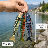 Vente en gros usine Leurre de pêche coulant artificiel rigide crankbait 12 cm 16 g 8 sections pour eau douce et eau de mer, accessoires de pêche