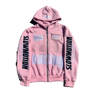 Custom Logo Zip Hoodie for Men 450gsm 100% Cotton French Terry with Embroidered Applique Breathable and Plain Dyed for Winter - Product Image 1