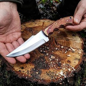 Couteau de chasse et de camping à lame fixe Pasha Enterprises, pointe tombante, acier inoxydable, manche en bois, qualité industrielle, OEM, export - Product Image 2
