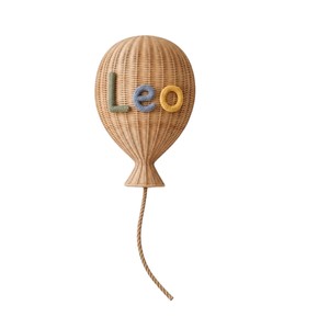 Décoration murale en rotin rustique pour chambre de bébé, sculpture de ballon personnalisée avec nom, lettres en fibre de vannerie faites à la main pour enfants, accent artistique - Product Image 1