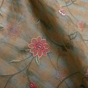Malty Dobby Embroidered Chiffon Fabric 100% Polyester Breathable Eco-Friendly <b>Wedding</b> Customized Color Textile Supply Exports - Product Image 1