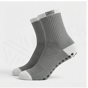 Crew <b>Socks</b> Gray Breathable Running <b>Socks</b> for Adults Summer Season Spandex <b>Polyester</b> Knitted Style - Product Image 3