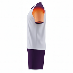 Camiseta de Fútbol de Manga Corta para Hombre, Degradado Blanco y Naranja, Cuello Redondo, Poliéster que Absorbe la Humedad, Ropa Deportiva para Todas las Temporadas - Product Image 3
