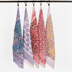 Handmade Organic Cotton Floral Vintage Block Print Scarf Lightweight Eco-Friendly Hair/Neck Wrap Bohemian Unisex Accessory - Product Image 5