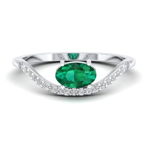 REYES Customizable 925 Sterling <b>Silver</b> GRA Certified Moissanite Engagement <b>Rings</b> Oval Cut 0.5 Carat <b>Emerald</b> Gemstone Jewelry - Product Image 1