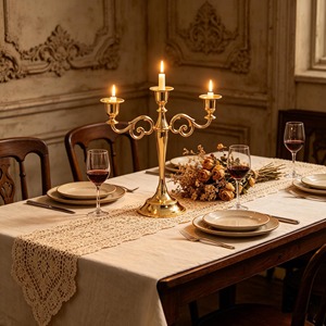 Luxury Gold Metal Three Pillar Candle Holder Stand Modern Decorative Piece Ideal For Dining <b>Table</b> Festive And Event Decoration - Product Image 2