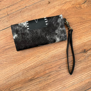 Nouvelle botte point peau de vache femmes bracelet portefeuille en cuir véritable pochette sac à main de nombreux compartiments Long portefeuille avec de nombreuses fentes pour cartes - Product Image 3