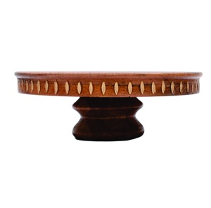 Prisma Designs Support à gâteau en bois d'acacia artisanal, plateau de présentation de dessert rustique et écologique, plateau de service pour mariage - Product Image 1