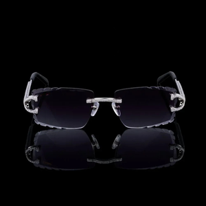 Gafas de Sol Polarizadas con Marco Cuadrado Sin Montura de Plata 925 y Moissanita, Lentes Rectangulares con Degradado Azul, Protección UV, Unisex, para Exteriores - Product Image 1