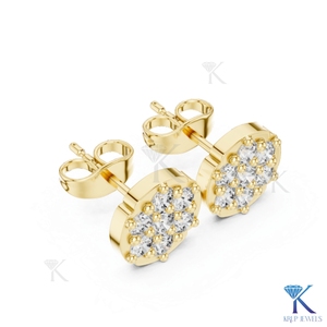 ต่างหูเพชรเลี้ยงในห้องปฏิบัติการทรงดอกไม้ 14K/18K ทองคำแท้ 7 เม็ด เครื่องประดับผู้หญิงชั้นดี ของขวัญวันแต่งงาน วันครบรอบ - Product Image 5