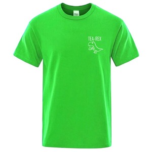 T-shirt à manches courtes pour homme avec imprimé dinosaure, jaune, décontracté, col rond, jersey en coton, coupe classique - Product Image 6