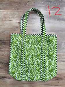 Bolso Tote Grande de Algodón Acolchado Estilo Boho para Mujer, Lavable, con Estampado de Bloques, en Oferta para Compras - Product Image 3