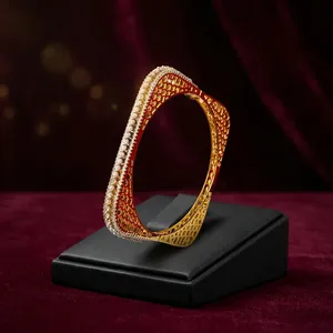 Bracelet Réplique Diamant AD Indien de Luxe pour Femme, Plaqué Or, Zircon Cubique, Bijou Réglable pour Mariage et Soirée - Product Image 1