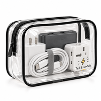 Organisateur de toilette transparent en PVC personnalisé avec fermeture éclair pour l'aéroport, le stade, la sécurité, sac cosmétique imperméable