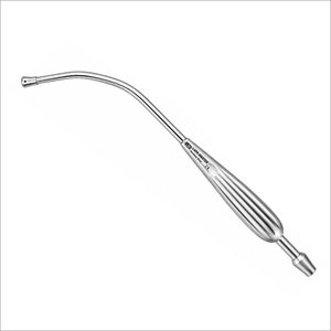 Canule d'aspiration Frazier incurvée en acier inoxydable, instrument chirurgical, poignée ergonomique, qualité supérieure européenne, autoclavable - Product Image 1