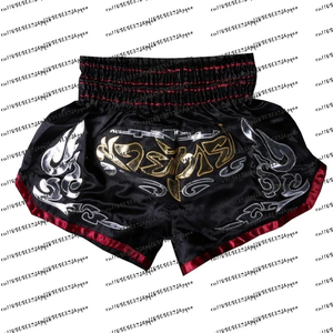 Pantalones Cortos de Muay Thai 2026, Negros, para Boxeo, Hombres y Mujeres, Satén, Artes Marciales, Ropa de Gimnasio, Combate en Jaula, Grappling - Product Image 3