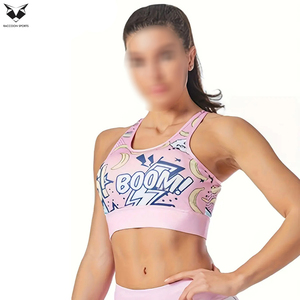 Vêtements de yoga et de course pour femmes, soutien-gorge de fitness, soutien-gorge de fitness imprimé par sublimation de couleur rose de qualité supérieure pour femmes - Product Image 2