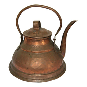 Théière traditionnelle chinoise en métal avec couvercle, texture martelée, design rond, poignée en métal pour le service du thé - Product Image 3
