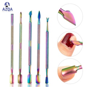 Kit professionnel de pousse-cuticules et d'éliminateur de cuticules en acier inoxydable double extrémité pour le soin des ongles (vente en gros) - Product Image 1