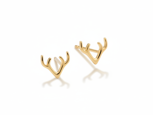 Boucles d'oreilles clous en or 14 carats en forme de bois de cerf, bijoux animaux mignons et minimalistes pour femmes, adolescentes, cadeau de mariage ou de fête - Product Image 4