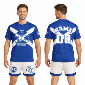 Maillot de football personnalisé style Écosse 2026 bleu et blanc, kit de football avec nom et numéro personnalisés, uniforme d'équipe USA Europe - Product Image 1