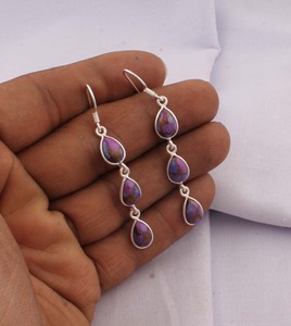 Pendientes de Plata de Ley 925 con Lapislázuli Natural, Engaste en Bisel Hecho a Mano, Estilo Vintage de Lujo, para Compromiso o Boda - Product Image 1