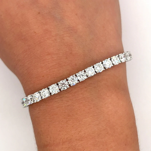 Pulsera de tenis de acero inoxidable chapada en rodio con diamantes de talla brillante redonda y engaste de púas, joyería clásica unisex - Product Image 4