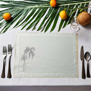 Manteles individuales tradicionales bordados con Árbol de coco absolutamente hermoso, diseño de patrón sólido hecho a mano por trabajadores calificados - Product Image 1