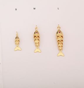 QIKU kalung liontin bentuk ikan, berlapis emas dengan tatahan mata kristal rantai Tautan tembaga lucu untuk hadiah perjalanan pesta - Product Image 5