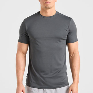 Camiseta de manga corta con diseño sencillo y liso, estilo cuello redondo, cómoda, ligera, deportiva, estilo veraniego, corte ajustado para hombre, al por mayor. - Product Image 2