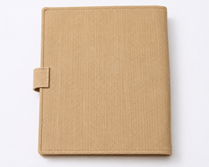 แฟ้มธุรกิจผ้ากระสอบป่านสีเบจ ปกมีลายพร้อมสายรัดปิด - Product Image 6