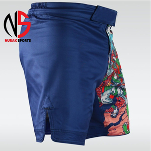 กางเกงชกมวยสไตล์ใหม่สั่งทำได้ คุณภาพสูง ขายส่ง ยืดหยุ่นสูง น้ำหนักเบา ระบายอากาศได้ดี ผลิตจากโพลีเอสเตอร์ 100% สำหรับกีฬากราปลิงและคิกบ็อกซิ่ง - Product Image 6