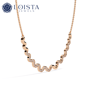 Collier en or rose plaqué diamant LOISTA pour femme, design ondulé de luxe, à porter au quotidien - Product Image 1