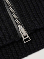 Cardigan en tricot pour homme avec logo personnalisé OEM, col roulé, fermeture éclair, style mode, couleur unie, idéal pour l'hiver