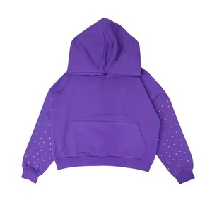 Sweat à capuche zippé pour homme, noir, en polaire respirant, avec ailes d'ange en strass, coupe classique, streetwear d'hiver - Product Image 2