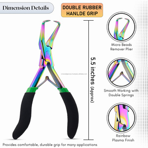 Wholesale hair <b>extensions</b> tools <b>Micro</b> beads kit wholesale ring remover pliers Loop and Pulling needles Tool stainless steel - Product Image 6