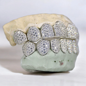 Juego Completo de Grillz Dentales de Plata Chapada en Oro de 18K con Moissanita de Corte Brillante, Estilo Hiphop, Unisex, para Fiesta, RAHA EXPORT RJ363 - Product Image 4
