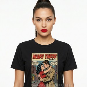 T-shirt personnalisé pour femme avec impression dorée, en coton noir de luxe, vente en gros, fabricant OEM, hauts de boutique pour femmes, motif Cupidon - Product Image 3