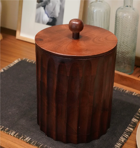 Seau à glace en bois avec poignée et couvercle en laiton, fabriqué à la main en bois d'acacia, pour refroidir le vin - Product Image 5