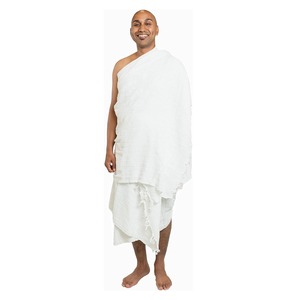 Serviettes d'Ihram pour hommes, blanches, 100% coton, élégantes, respirantes, séchage rapide, extensibles dans quatre directions - Product Image 1