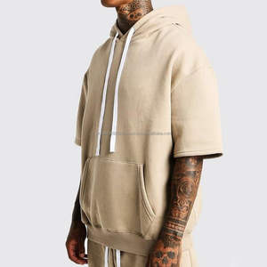 Sudaderas con capucha de manga corta de verano para hombres, camisas ligeras transpirables de manga corta con capucha teñida de Color, ropa informal para hombres - Product Image 2