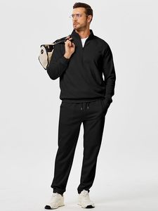 Conjunto Deportivo Ligero de Primavera para Hombre, 2 Piezas, Sudadera con Cierre de Cremallera y Pantalones Deportivos para Correr - Product Image 2
