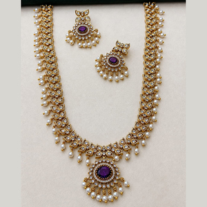 Ensemble collier et boucles d'oreilles pour femme JeweleMarket, plaqué or, pierres en cristal, style ethnique, pour mariage, fiançailles, anniversaire, fête, cadeau - Product Image 2