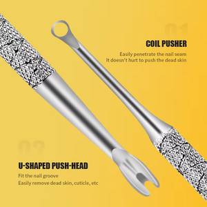 Ensemble d'outils à double extrémité Morje Surgical en acier inoxydable réutilisable pour repousser les cuticules avec poignée texturée pour manucure - Product Image 2