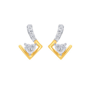 Pendientes de Diamantes con Corte de Corazón Doting Glamour, Oro Amarillo, para Mujer, Uso Diario Romántico, Color Blanco Natural G - Product Image 1