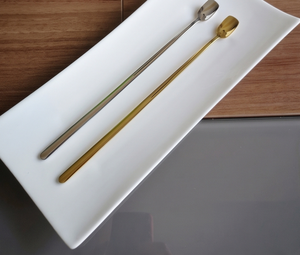 Cuillère à bar minimaliste en acier inoxydable, mélangeur de cocktails or et argent, outil de mélange réutilisable pour le barman - Product Image 1