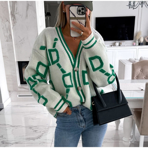 Suéter Cárdigan Personalizado para Mujer de Saleh Enterprises, Acrílico/Nailon, Clásico, Moderno, Manga Larga, Tejido Acanalado, Cierre de Botones, Casual - Product Image 1